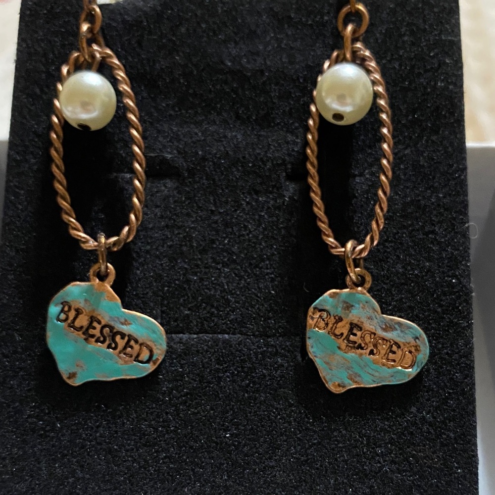 Turquoise and copper 'Blessed' Earrings